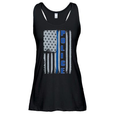 Support Police Blue Flag Ladies Essential Flowy Tank