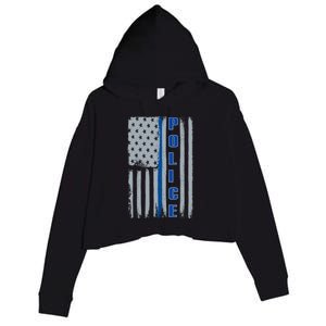 Support Police Blue Flag Crop Fleece Hoodie