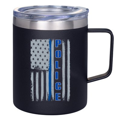 Support Police Blue Flag 12oz Stainless Steel Coffee Mug