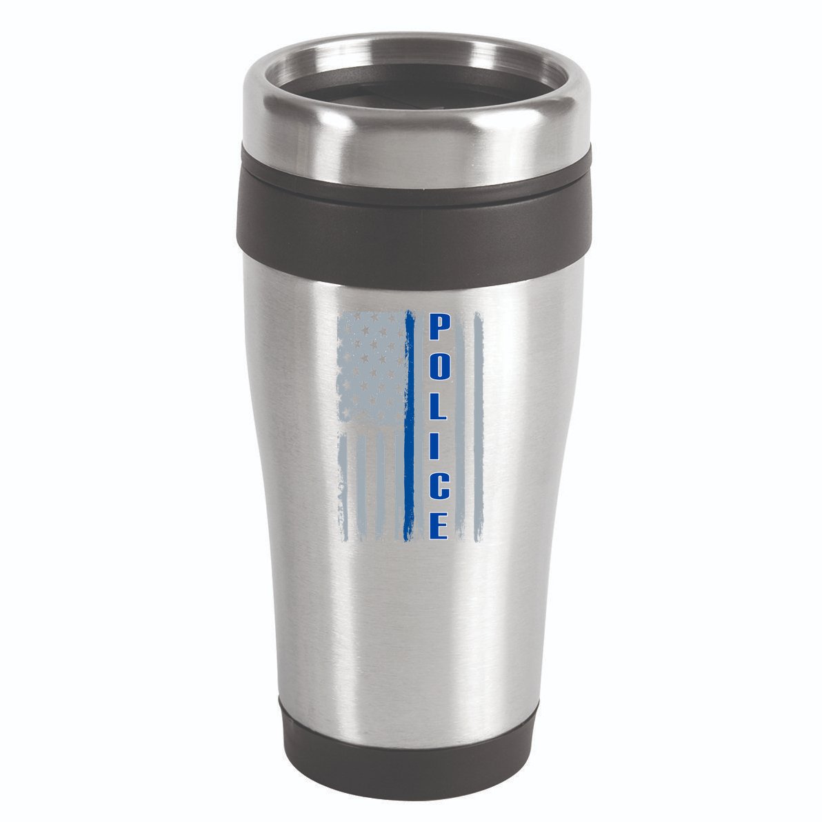 Support Police Blue Flag 16oz Travel Tumbler