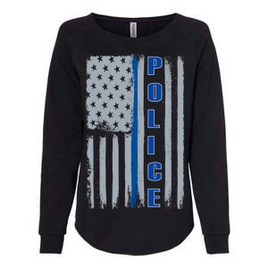 Support Police Blue Flag Womens California Wash Sweatshirt