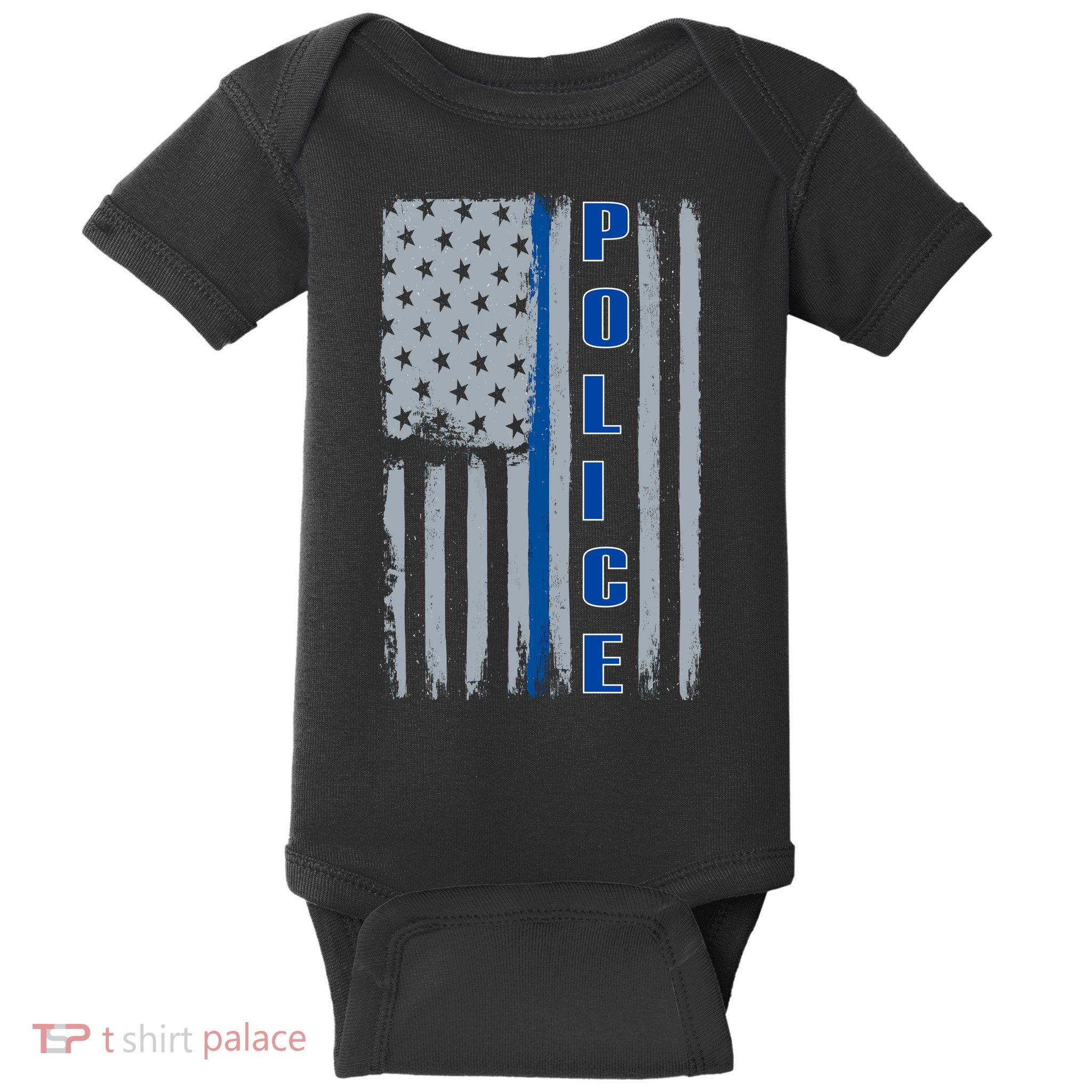 Support Police Blue Flag Baby Bodysuit