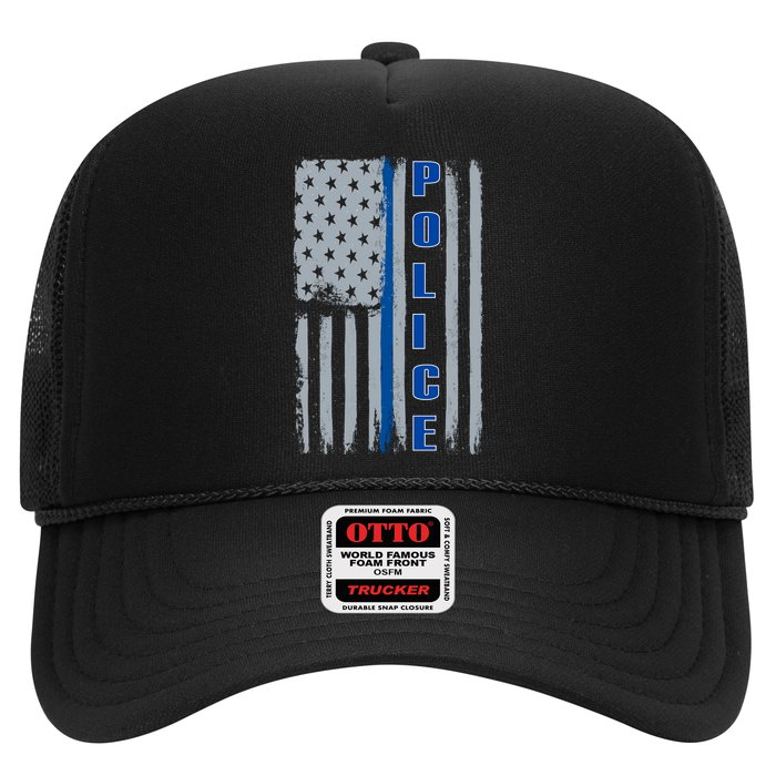 Support Police Blue Flag Trucker Hat