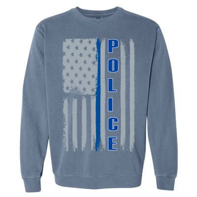 Support Police Blue Flag Garment-Dyed Sweatshirt