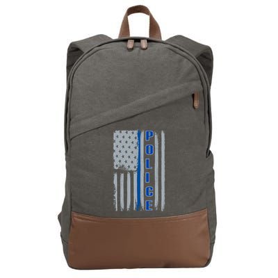 Support Police Blue Flag Cotton Canvas Backpack