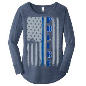 Support Police Blue Flag Women's Perfect Tri Tunic Long Sleeve Shirt