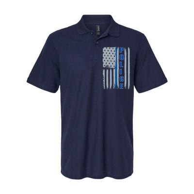 Support Police Blue Flag Softstyle Adult Sport Polo