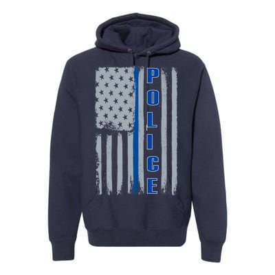 Support Police Blue Flag Premium Hoodie