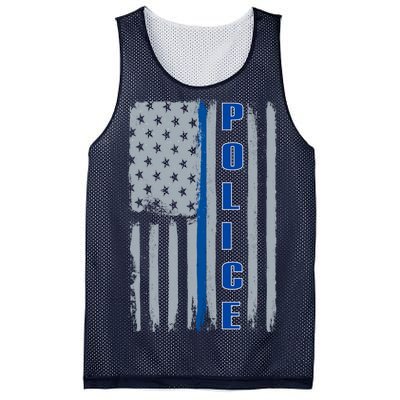 Support Police Blue Flag Mesh Reversible Basketball Jersey Tank