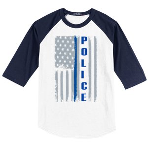 Support Police Blue Flag Baseball Sleeve Shirt