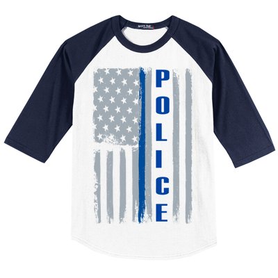 Support Police Blue Flag Baseball Sleeve Shirt