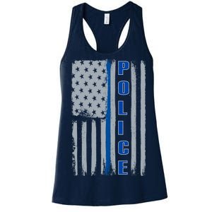 Support Police Blue Flag Women's Racerback Tank