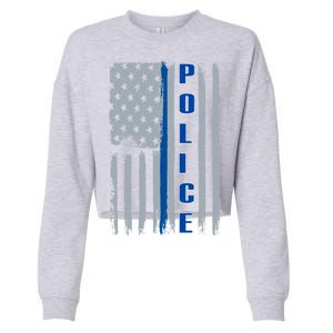 Support Police Blue Flag Cropped Pullover Crew