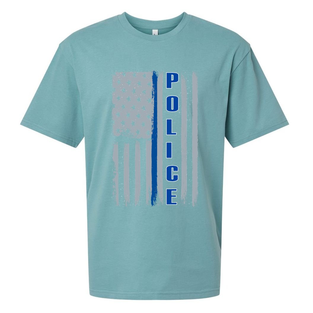 Support Police Blue Flag Sueded Cloud Jersey T-Shirt