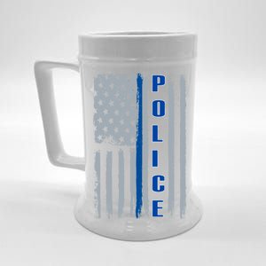 Support Police Blue Flag Beer Stein