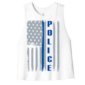 Support Police Blue Flag Women's Racerback Cropped Tank