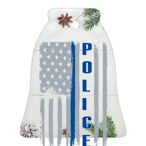 Support Police Blue Flag Ceramic Bell Ornament