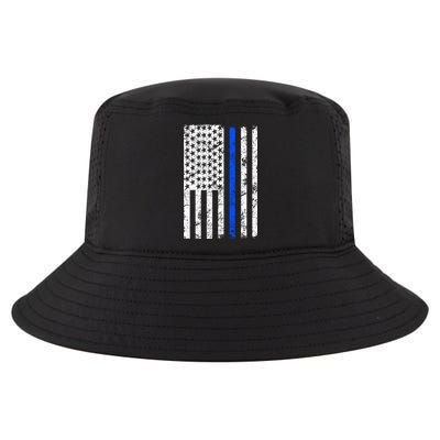 Support Police Blue Thin Line American Flag Cool Comfort Performance Bucket Hat