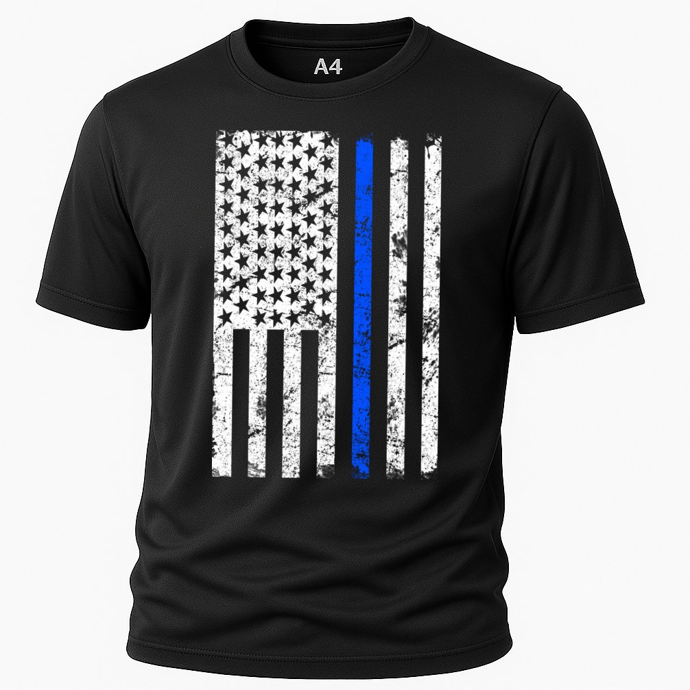 Support Police Blue Thin Line American Flag Performance Shirt
