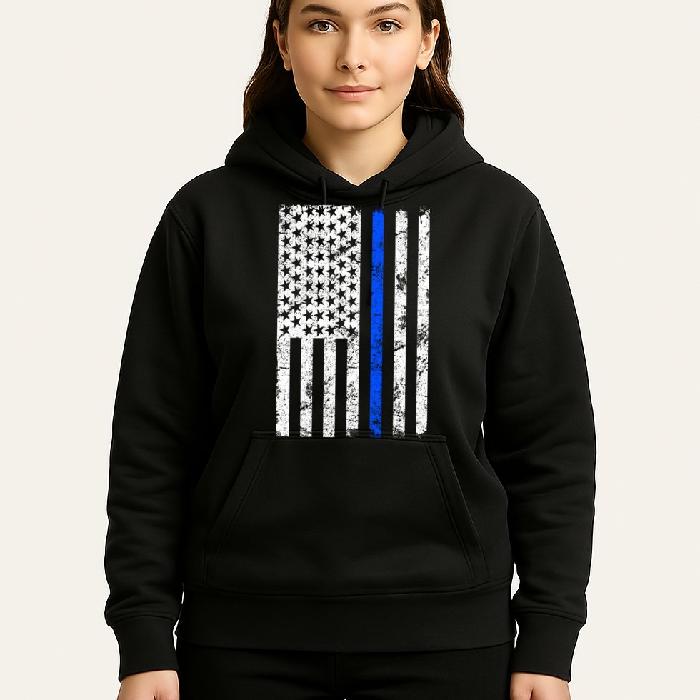 Support Police Blue Thin Line American Flag Hoodie