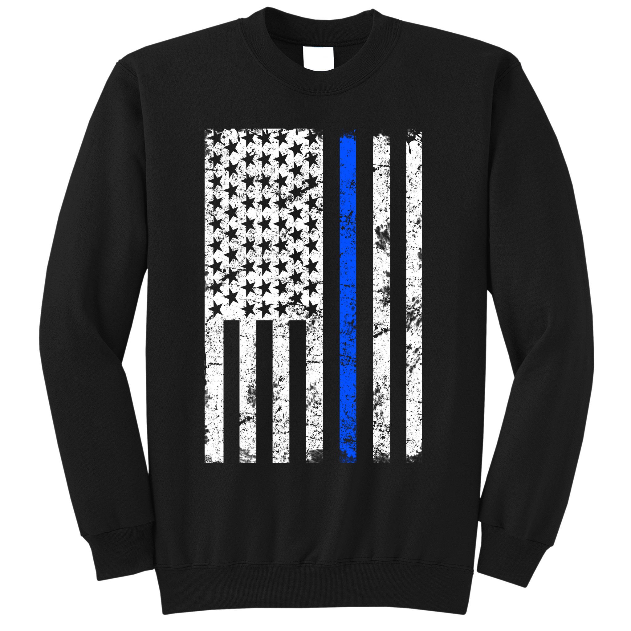 Support Police Blue Thin Line American Flag Sweatshirt