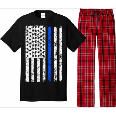 Support Police Blue Thin Line American Flag Pajama Set