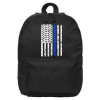 Support Police Blue Thin Line American Flag 16 in Basic Backpack