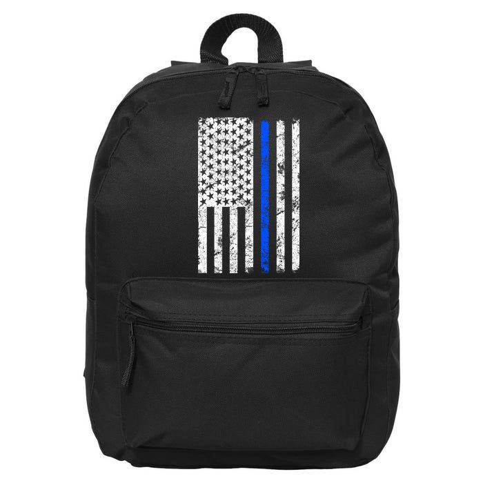 Support Police Blue Thin Line American Flag 16 in Basic Backpack
