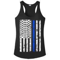 Support Police Blue Thin Line American Flag Ladies PosiCharge Competitor Racerback Tank