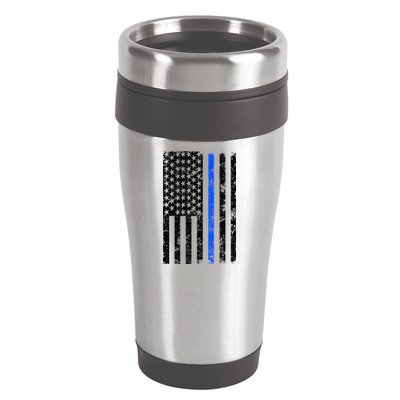 Support Police Blue Thin Line American Flag 16oz Travel Tumbler