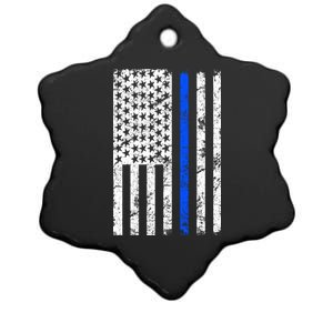 Support Police Blue Thin Line American Flag Ceramic Star Ornament