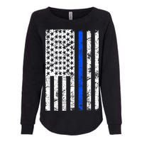 Support Police Blue Thin Line American Flag Womens California Wash Sweatshirt