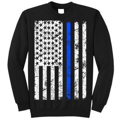 Support Police Blue Thin Line American Flag Tall Sweatshirt