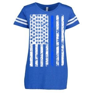 Support Police Blue Thin Line American Flag Enza Ladies Jersey Football T-Shirt