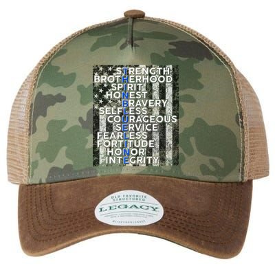 Support Police Thin Blue Line Distressed Flag Legacy Tie Dye Trucker Hat