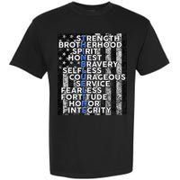 Support Police Thin Blue Line Distressed Flag Garment-Dyed Heavyweight T-Shirt
