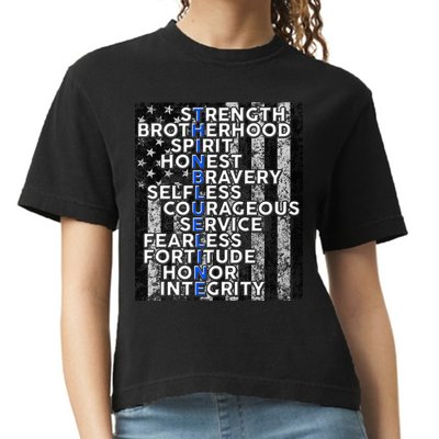 Support Police Thin Blue Line Distressed Flag Comfort Colors Boxy T-Shirt