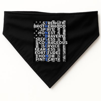 Support Police Thin Blue Line Distressed Flag USA-Made Doggie Bandana