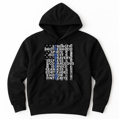Support Police Thin Blue Line Distressed Flag Hoodie