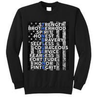 Support Police Thin Blue Line Distressed Flag Sweatshirt