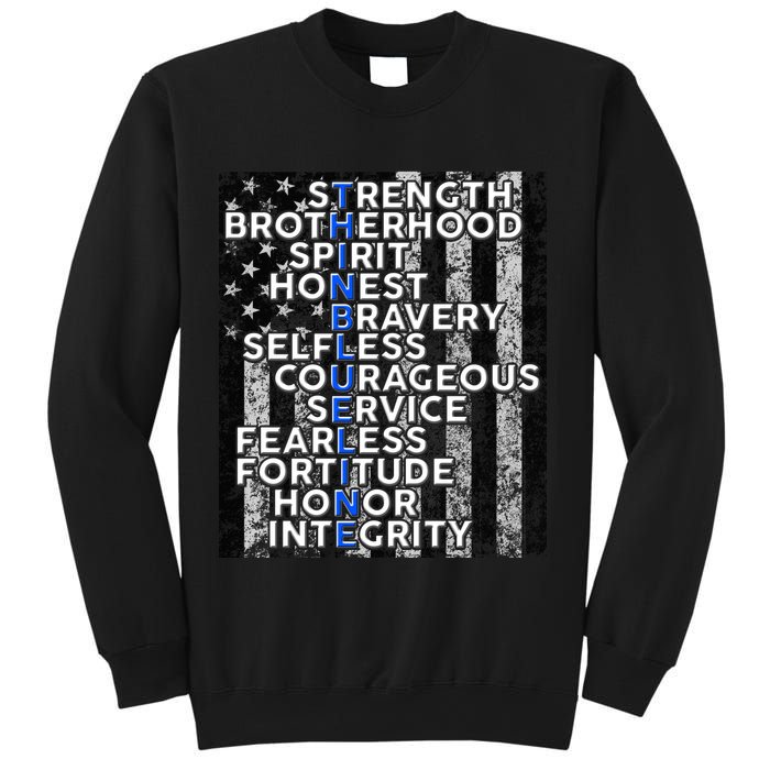 Support Police Thin Blue Line Distressed Flag Sweatshirt