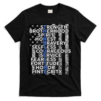 Support Police Thin Blue Line Distressed Flag T-Shirt