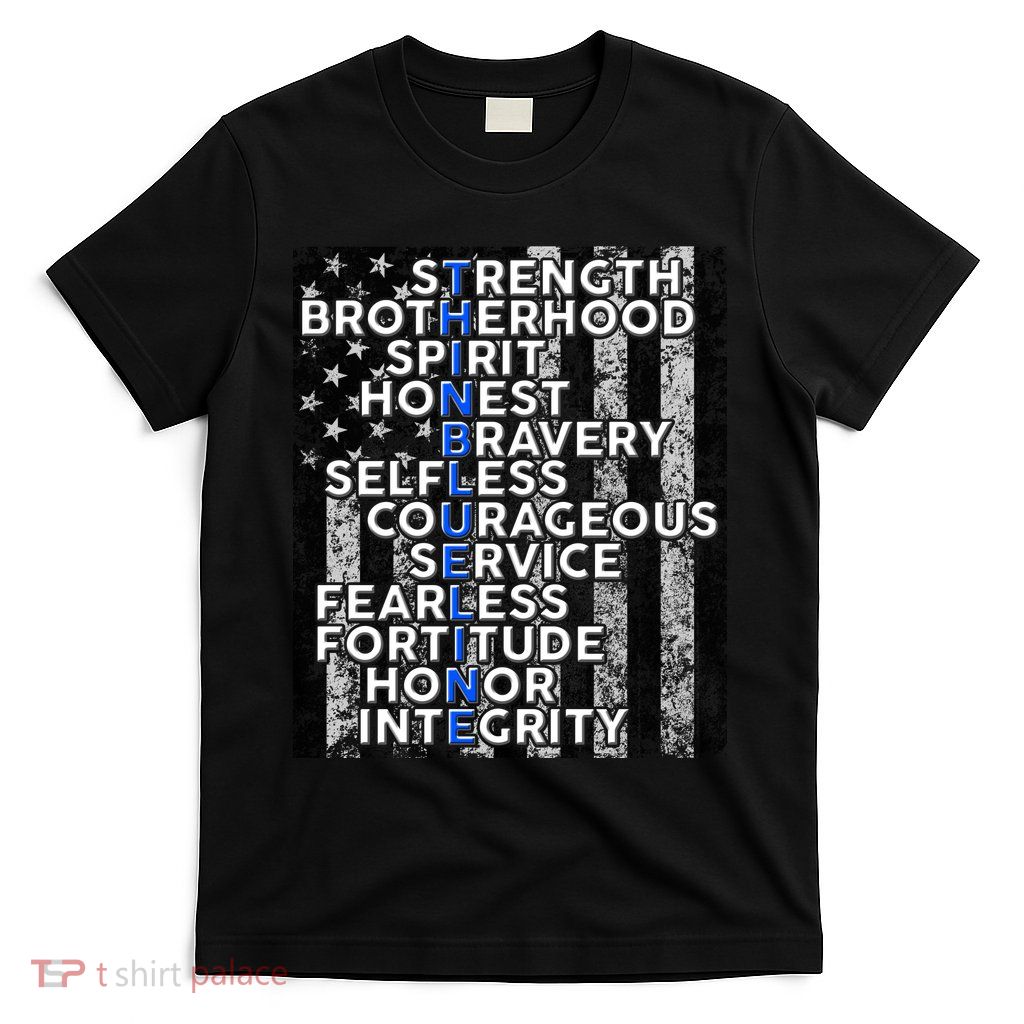 Support Police Thin Blue Line Distressed Flag T-Shirt