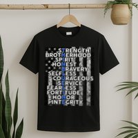 Support Police Thin Blue Line Distressed Flag T-Shirt