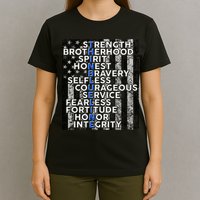 Support Police Thin Blue Line Distressed Flag T-Shirt