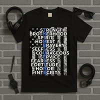 Support Police Thin Blue Line Distressed Flag T-Shirt