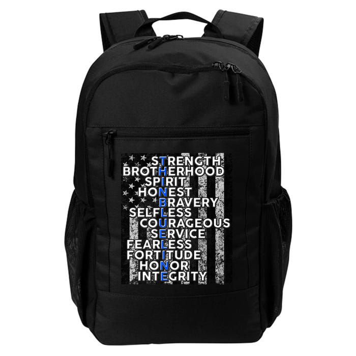 Support Police Thin Blue Line Distressed Flag Backpack