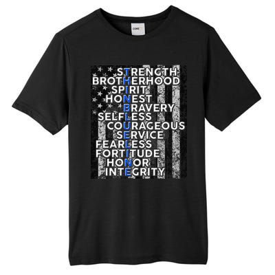 Support Police Thin Blue Line Distressed Flag Tall Fusion ChromaSoft Performance T-Shirt