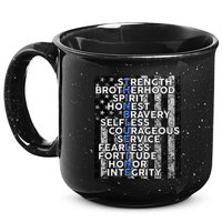 Support Police Thin Blue Line Distressed Flag 15oz Campfire Ceramic Mug