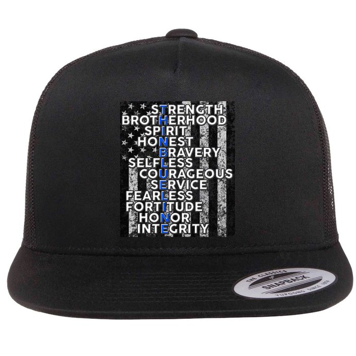 Support Police Thin Blue Line Distressed Flag Flatbill Hat